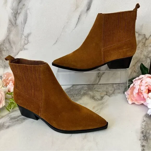 MARC FISHER Yarita Pointed Toe Bootie In Cognac Leather Size 6 NEW - Picture 4 of 14